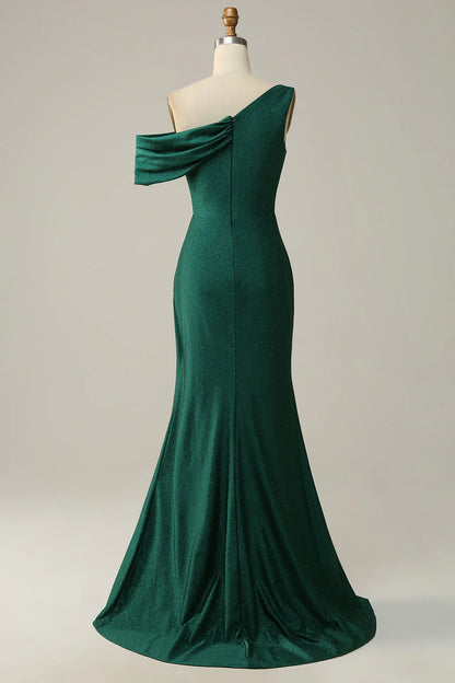 OKBBN Mermaid One Shoulder Split Long Evening Dress