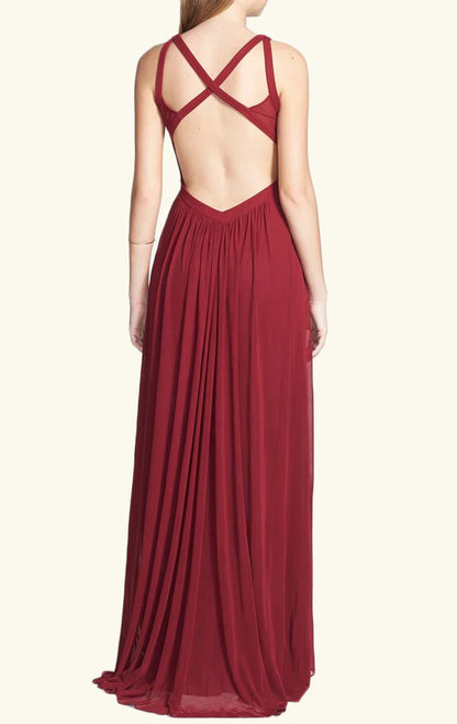 OKBBN elegant backless chiffon minimalist ball gown