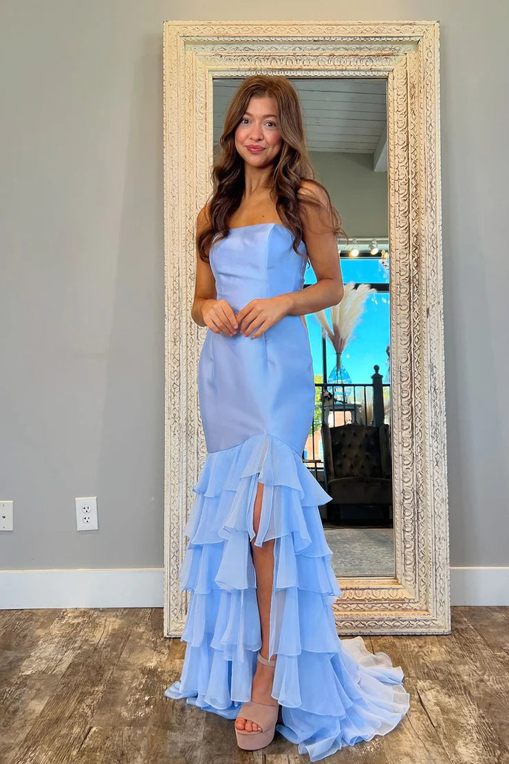 OKBBN Fairy Cute Tight Off Shoulder Layered Split Ball Dress