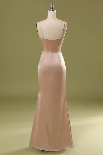 OKBBN satin sleeveless strapless evening gown