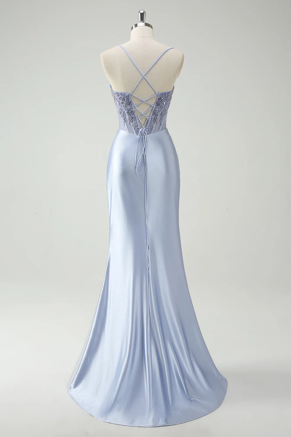 OKBBN mermaid decal slit long evening gown