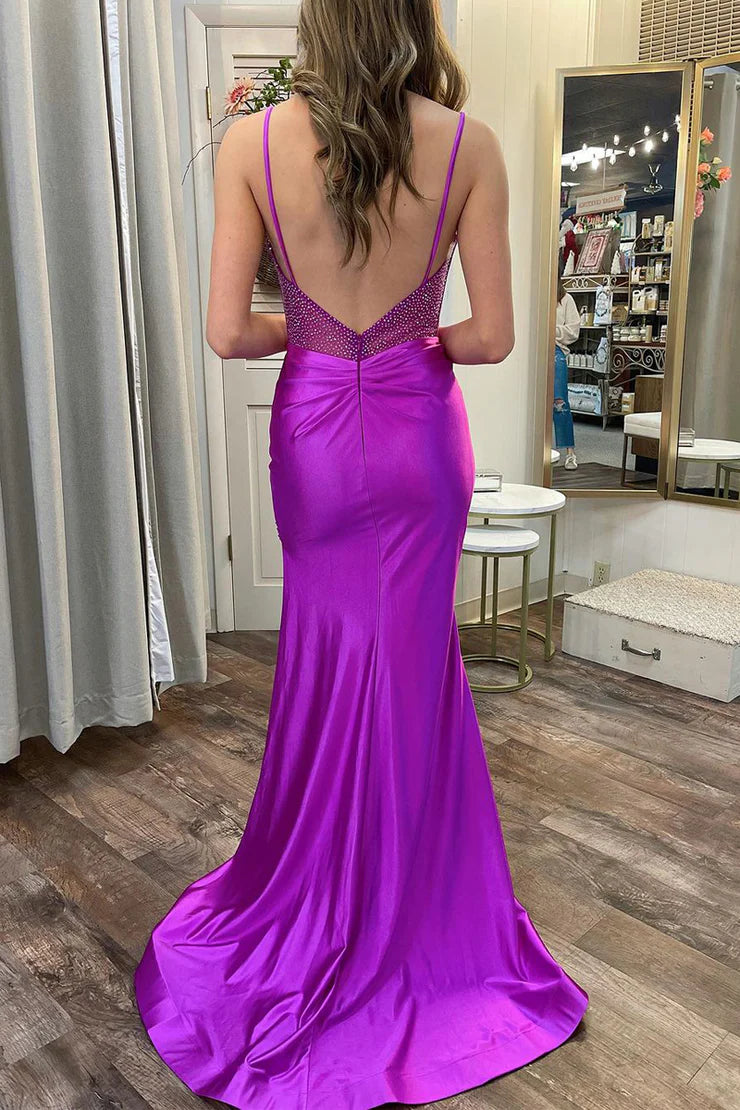 OKBBN Charming Mermaid Sweetheart Satin Long Ball Dress