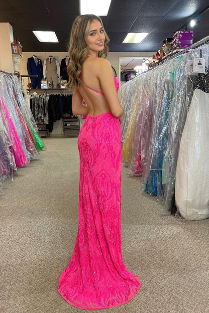 OKBBN Mermaid V-neck sequin decal long ball dress