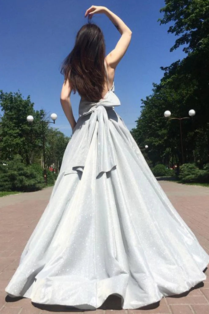 OKBBN Elegant Strap V-neck Long Formal Ball Dress