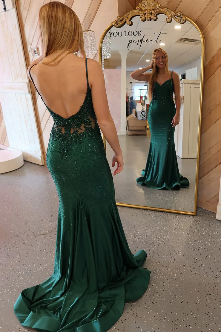 OKBBN Cute Mermaid V-neck Bead Ball Dress