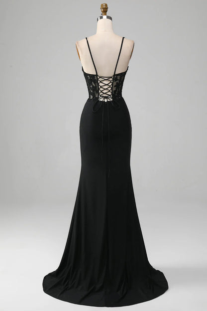 OKBBN mermaid slim shoulder strap tight corset sleeveless backless evening gown