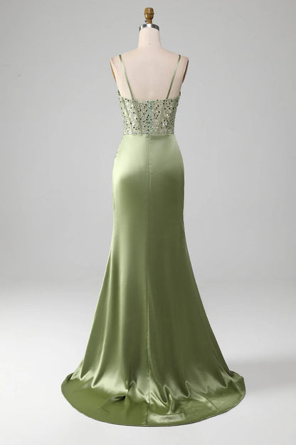 OKBBN mermaid sequin pleated tight corset satin evening gown