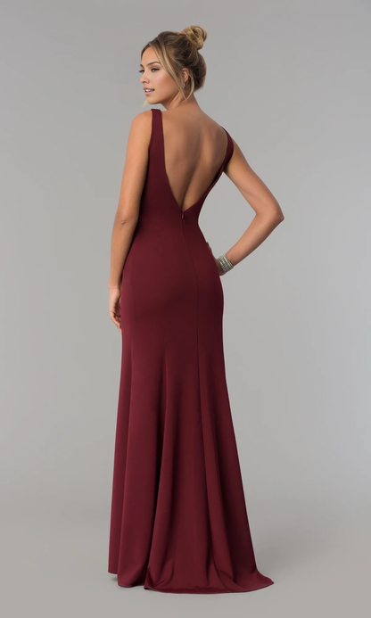 OKBBN Elegant Perspective Backless Long Formal Ball Dress