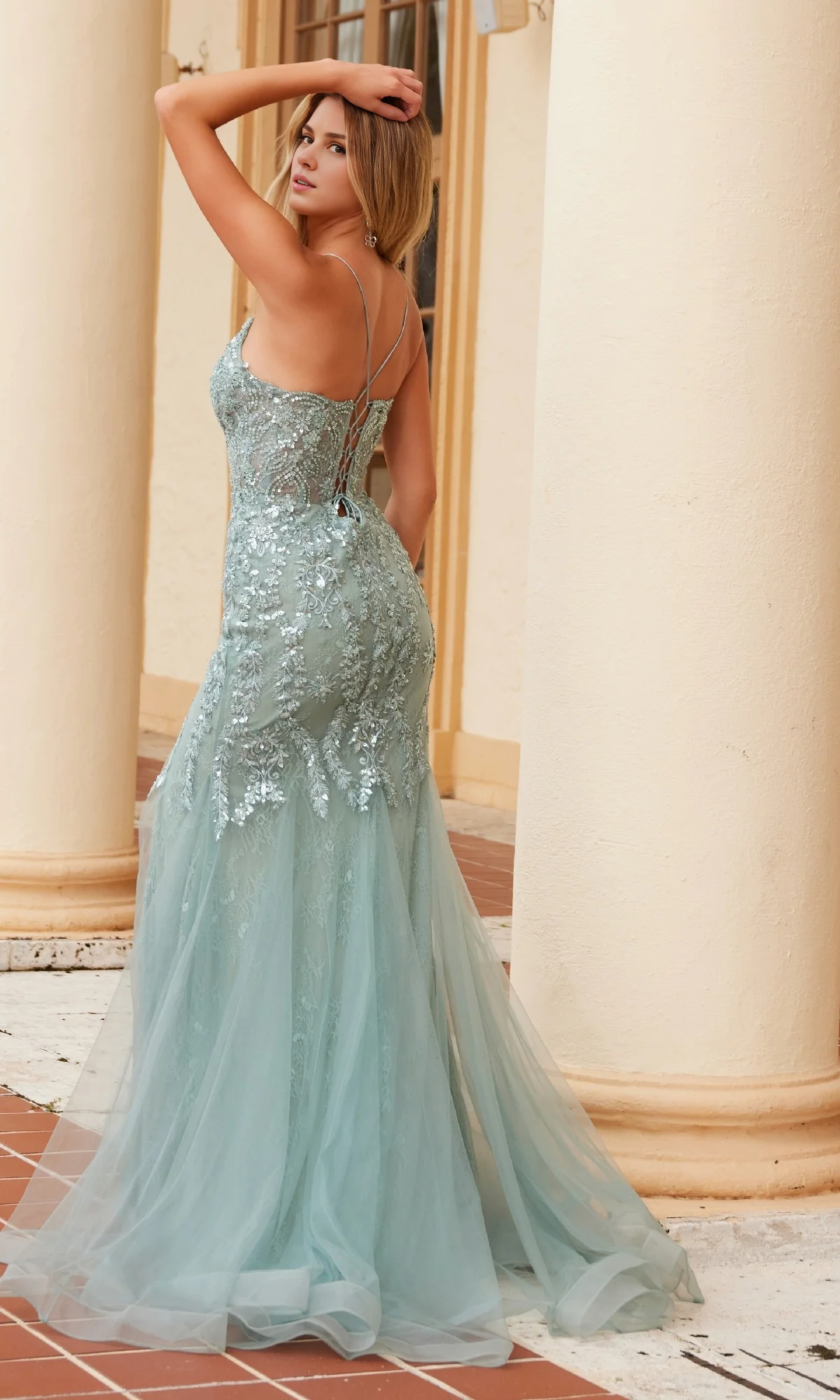 OKBBN's charming sequined long mermaid dance dress