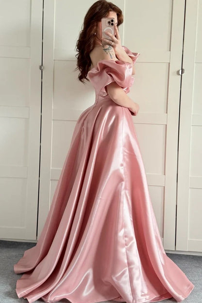 OKBBN minimalist casual A-line off shoulder detachable bubble sleeve ball gown