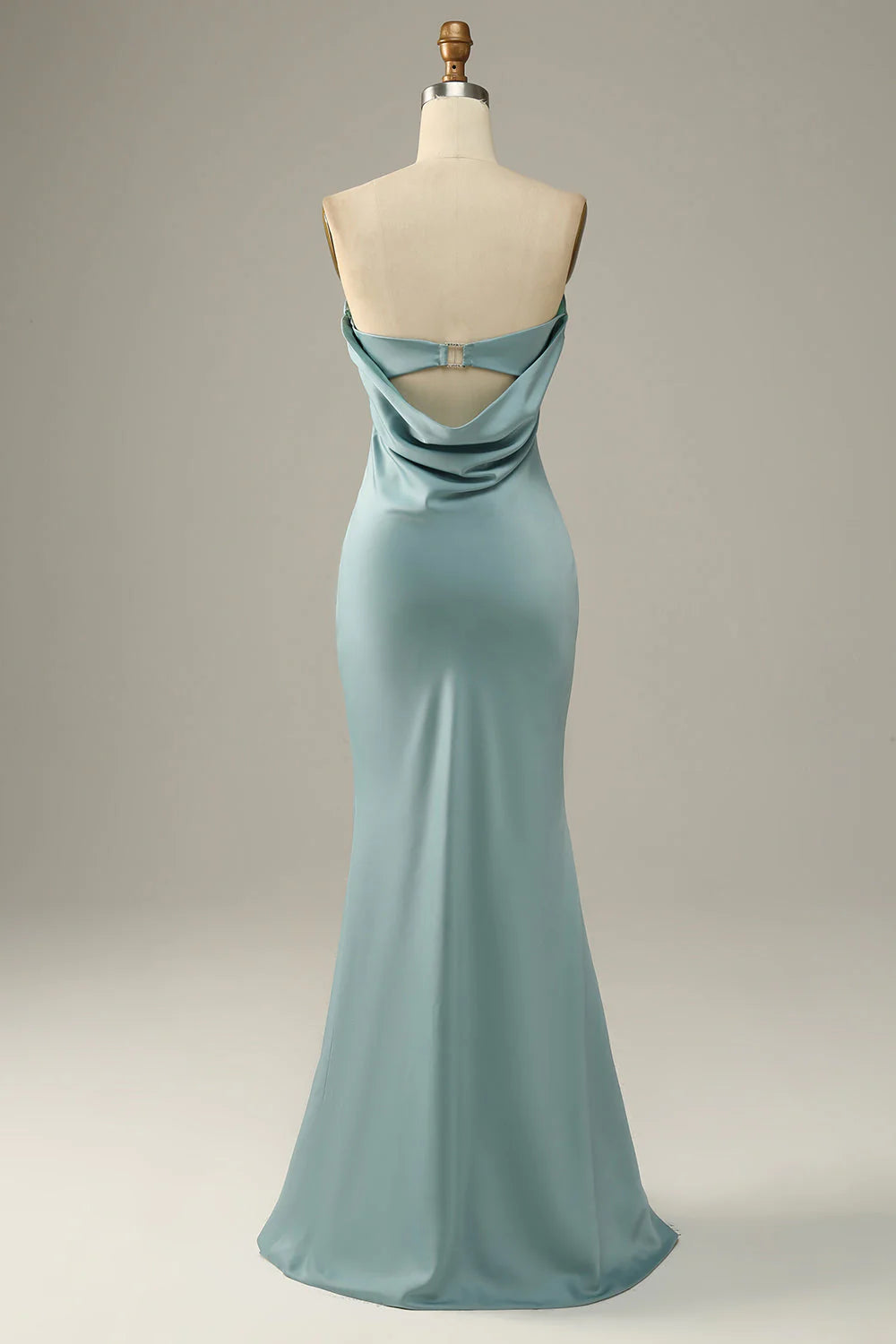 OKBBN Mermaid Satin Sleeveless Off Shoulder Evening Dress