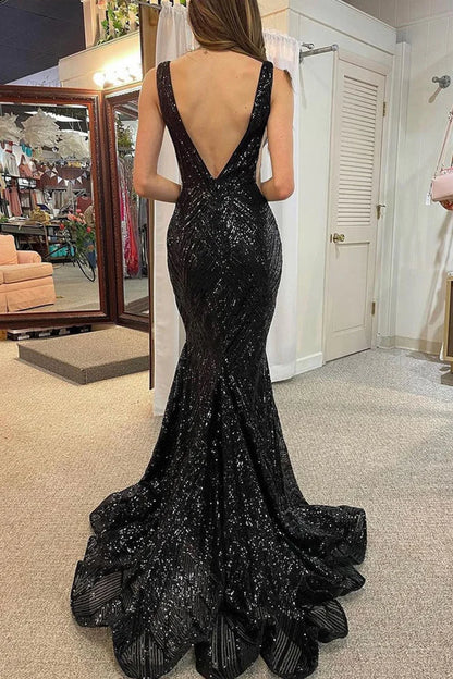 OKBBN Cute Mermaid V-neck Glitter Ball Dress