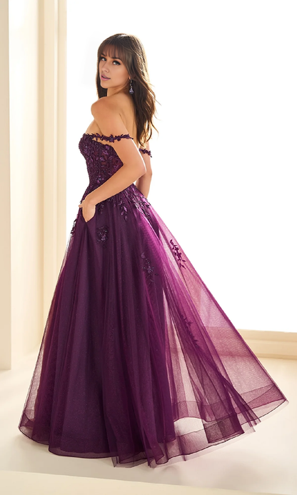 OKBBN thin shoulder strap decal long ball dress