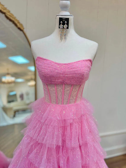 OKBBN Cute A-line Off Shoulder Tight corset Sparkling Tulle Ball Dress