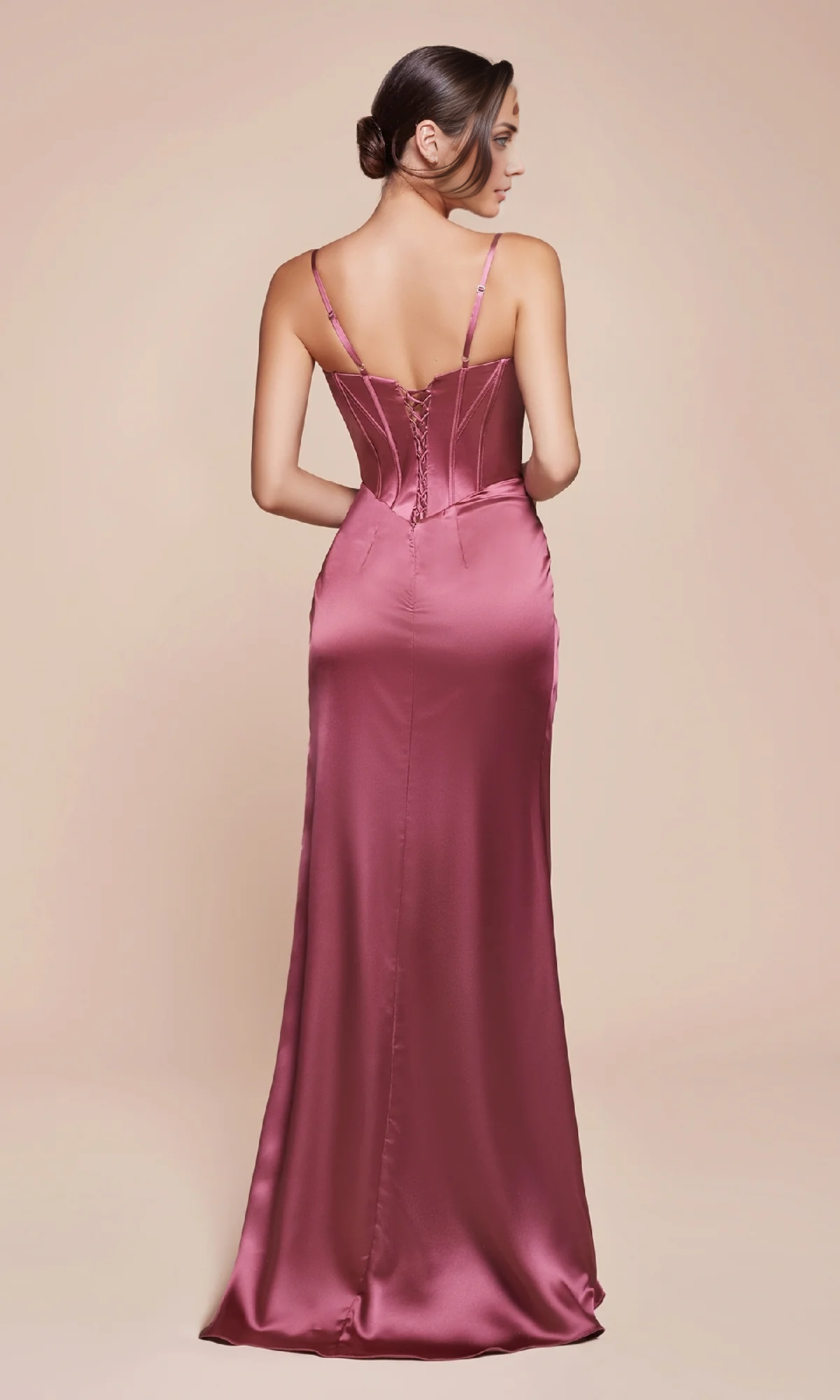 OKBBN slit long satin ball gown