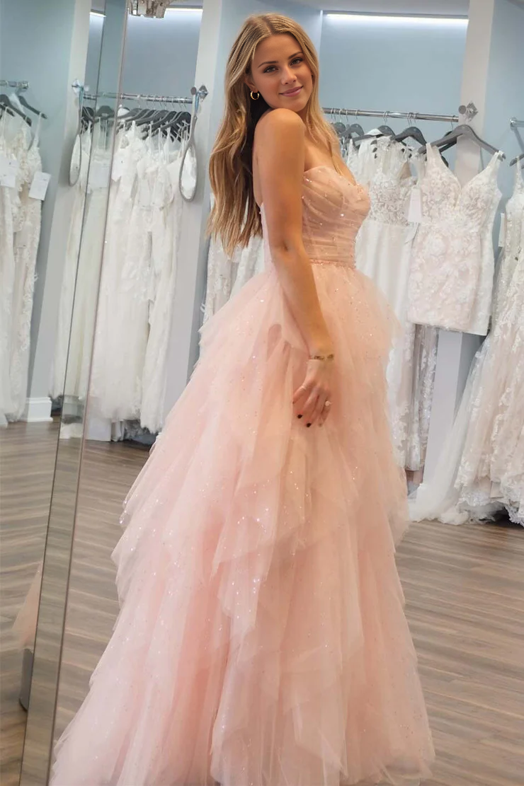 OKBBN A-line off shoulder chiffon beaded long ball gown