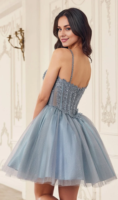 OKBBN Elegant and Charming Embroidered Lace A-line Homecoming Dress