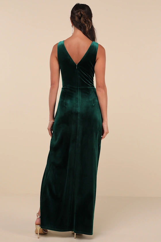 OKBBN Beautiful Velvet Sleeveless Ball Dress