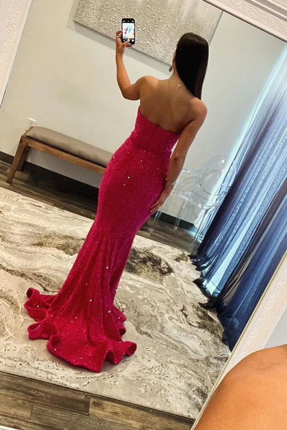 OKBBN off shoulder sequined mermaid long ball dress