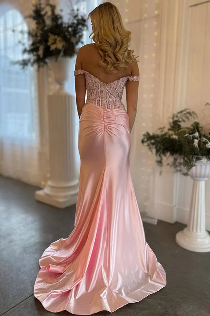 OKBBN Elegant Mermaid Off Shoulder Elastic Satin Ball Dress