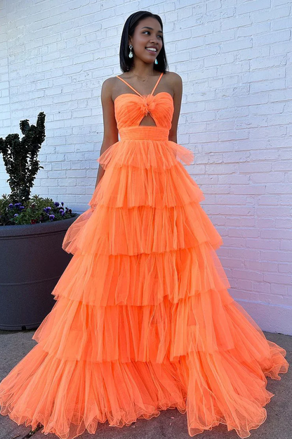 OKBBN Cute Sweetheart Chiffon Layered Long Ball Dress