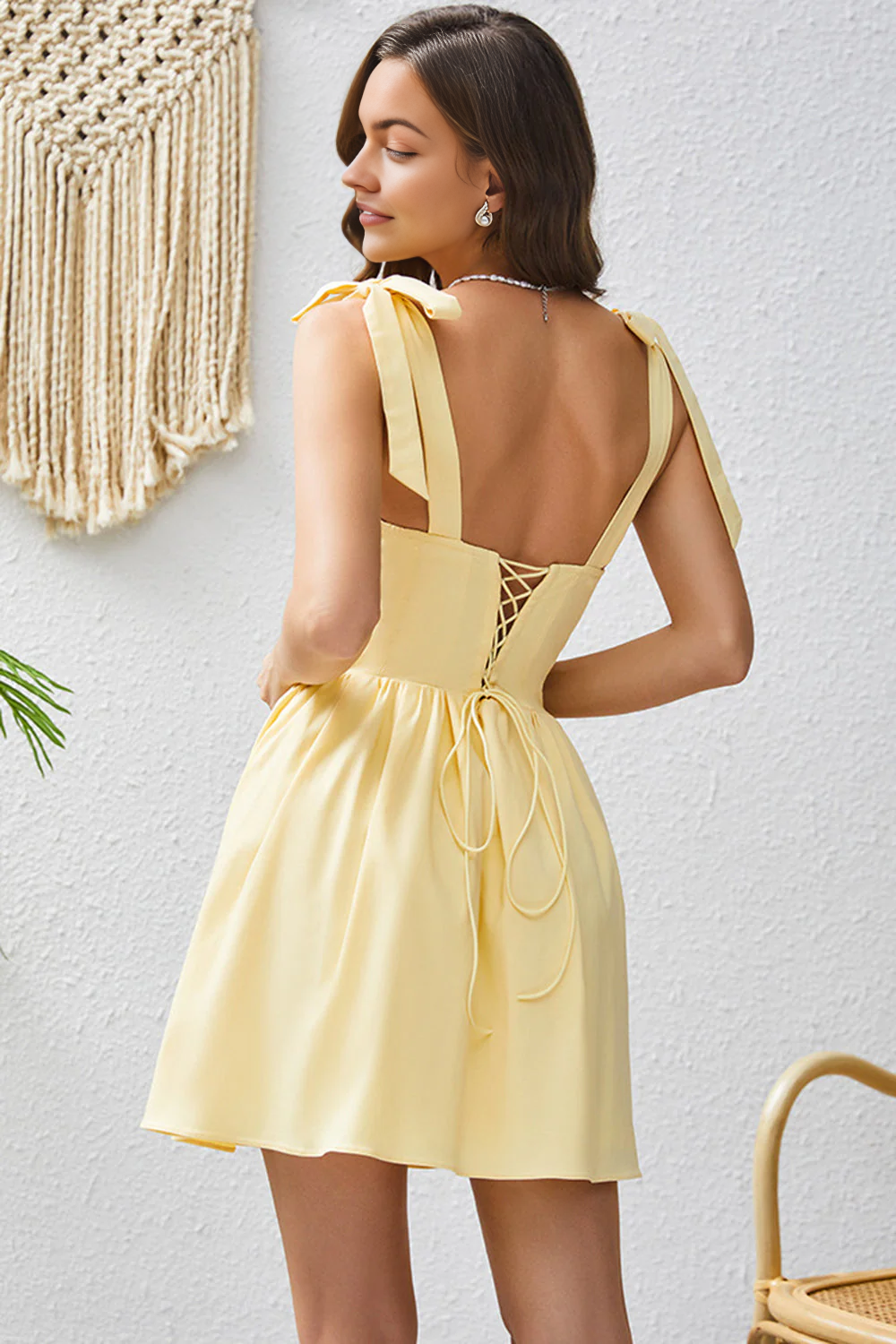 OKBBN Elegant A-line Sleeveless Square Neck Short Homecoming Dresses