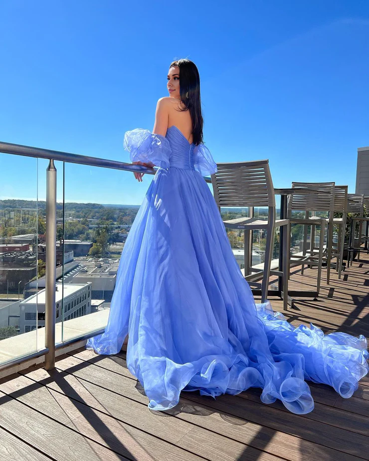 OKBBN charming sweetheart organza slit ball dress