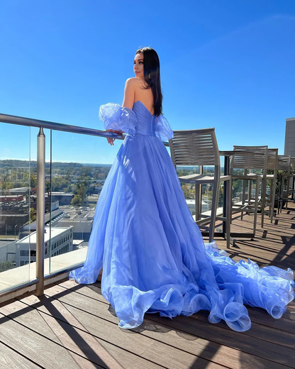 OKBBN charming sweetheart organza slit ball dress