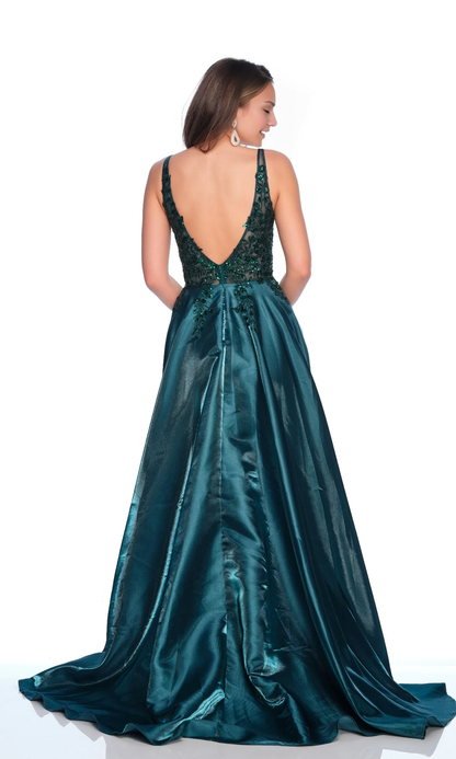 OKBBN sleeveless sequin tight corset low V backless slit dance dress