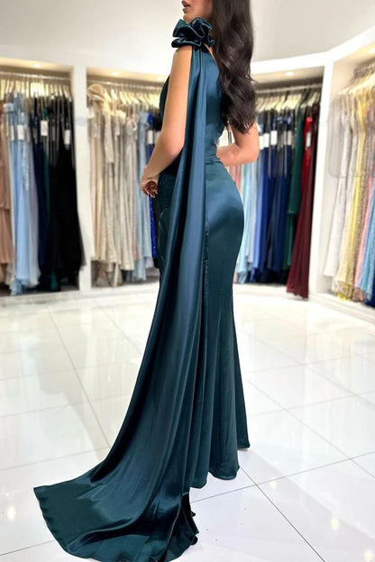 OKBBN Fashion One Shoulder Sleeveless and Floor Split Ball Dress