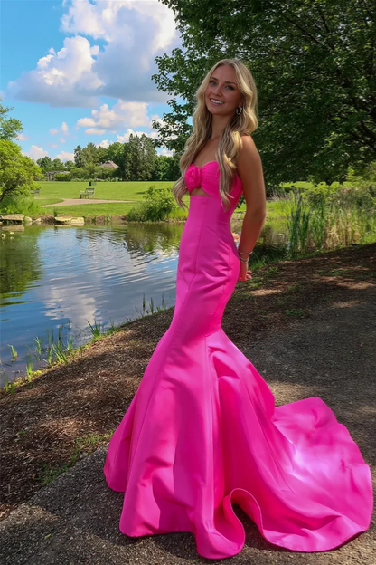OKBBN Mermaid Sweetheart Satin Ball Dress with Bow