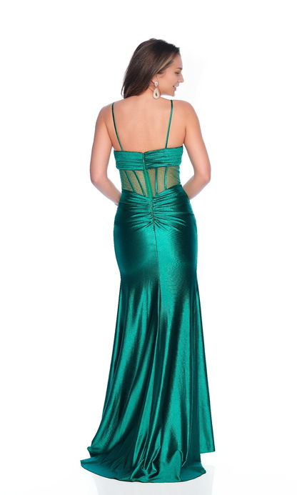 OKBBN slim shoulder strap slim fit see through tight corset pleated ball gown