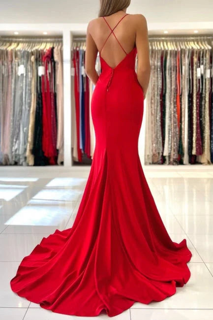 OKBBN exquisite slim shoulder strap sleeveless mermaid satin dance dress