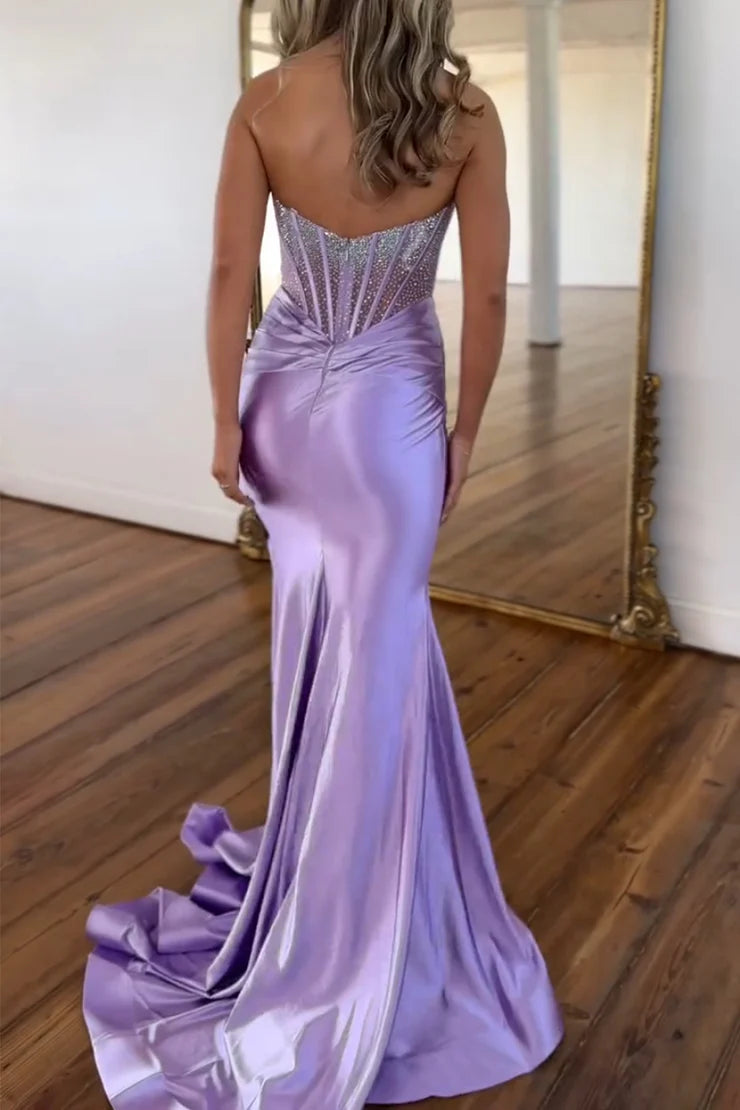 OKBBN Charming Mermaid Round Neck Long Ball Dress