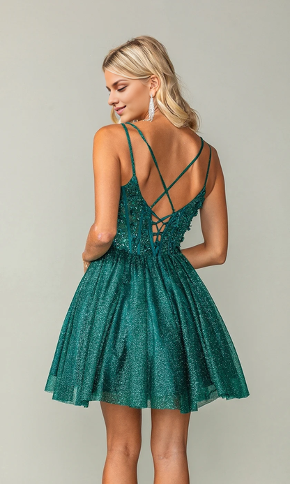 OKBBN's stunning sparkling trumpet shaped see through corset with bead embroidery and backless suspender Homecoming Dresses
