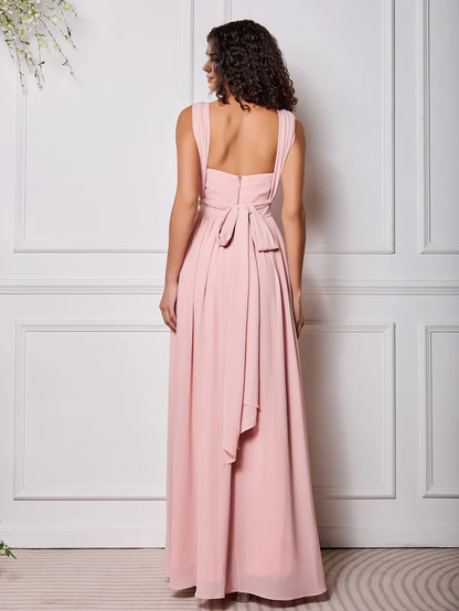 OKBBN elegant chiffon sleeveless backless bridesmaid dress