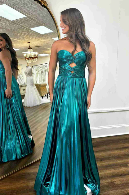 OKBBN Cute A-line Shoulderless Folded Satin Ball Dress