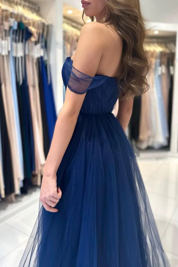 OKBBN charming long A-line off shoulder chiffon ball gown