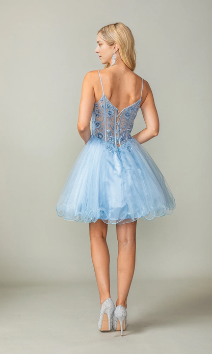 OKBBN elegant short tight corset floral slim shoulder straps backless A-line Homecoming Dresses