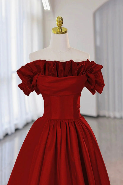 OKBBN's elegant off shoulder satin long A-line dance dress
