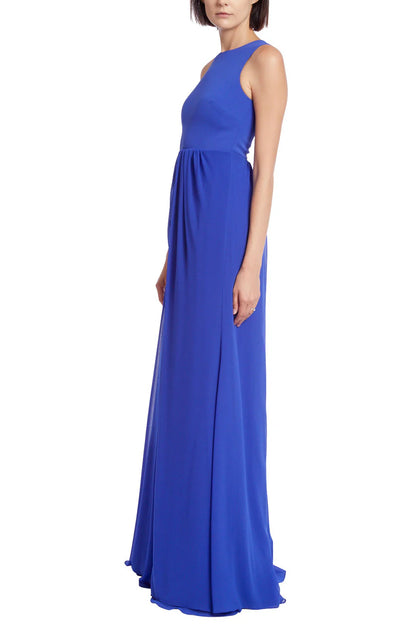 Sleeveless hip drape with full pleaded skirt georgette Prom Dresses ﻿