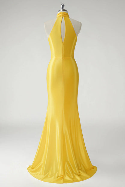 OKBBN Mermaid Strap Satin Long Evening Dress