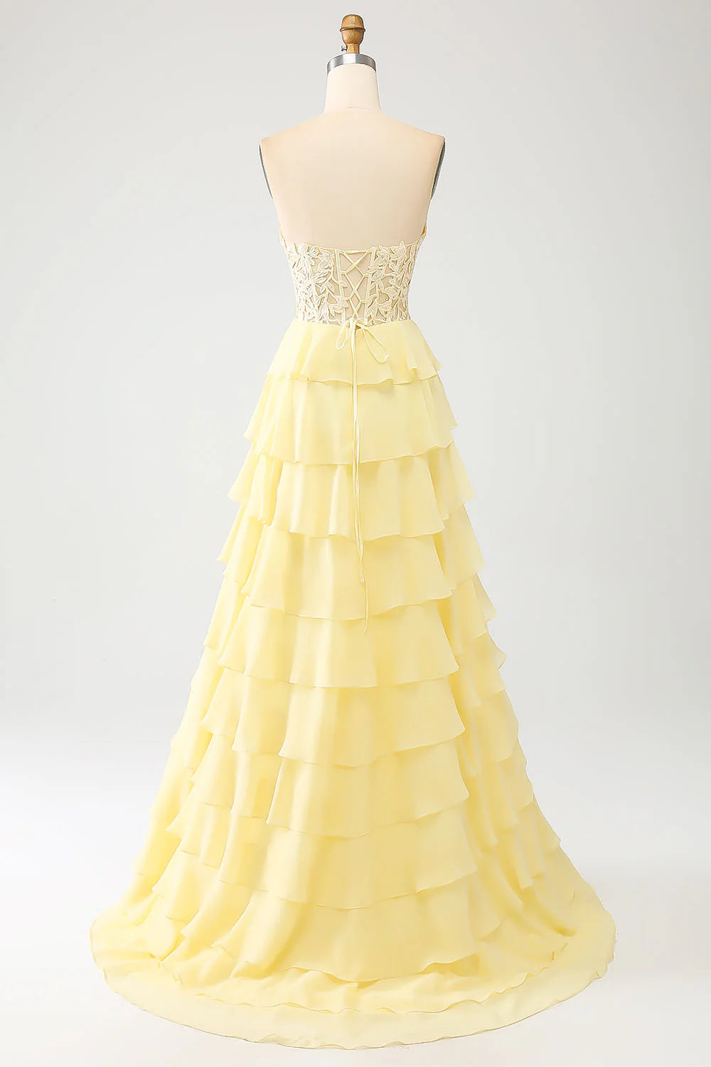 OKBBN A-line Sweetheart Layered Corset Long Ball Dress