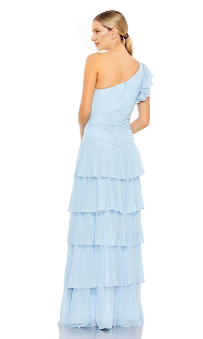OKBBN One Shoulder Layered A-line Formal Ruffle Ball Dress