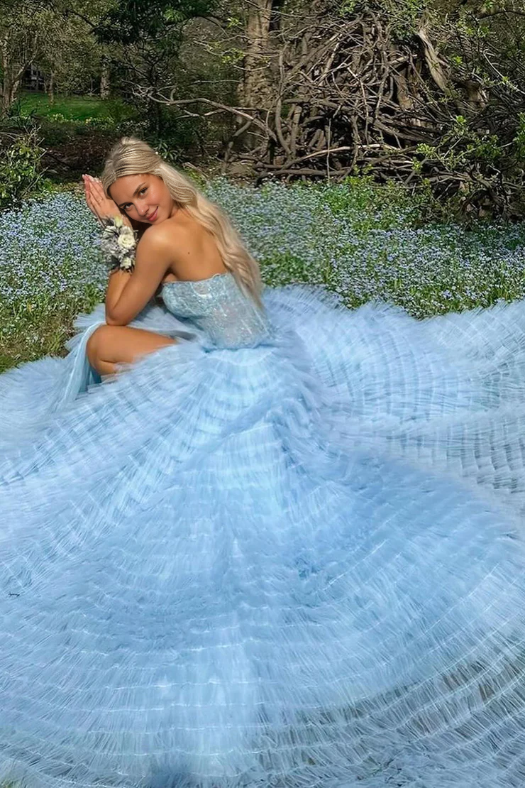 OKBBN Gorgeous A-line Sweetheart Ruffle Layered Chiffon Ball Dress