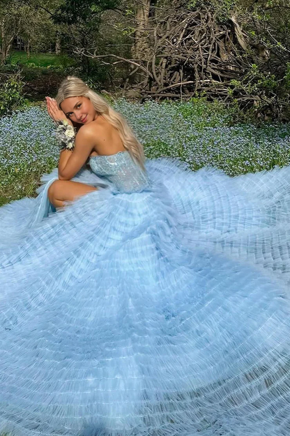 OKBBN Gorgeous A-line Sweetheart Ruffle Layered Chiffon Ball Dress