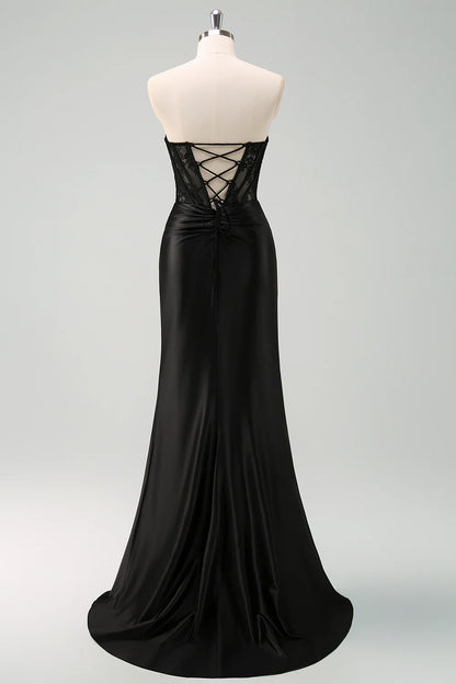OKBBN mermaid off shoulder pleated corset long evening gown