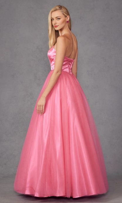 OKBBN Elegant Strapless Sweetheart Long Ball Dress