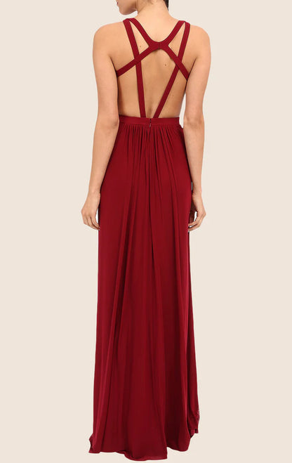 OKBBN backless chiffon long ball gown