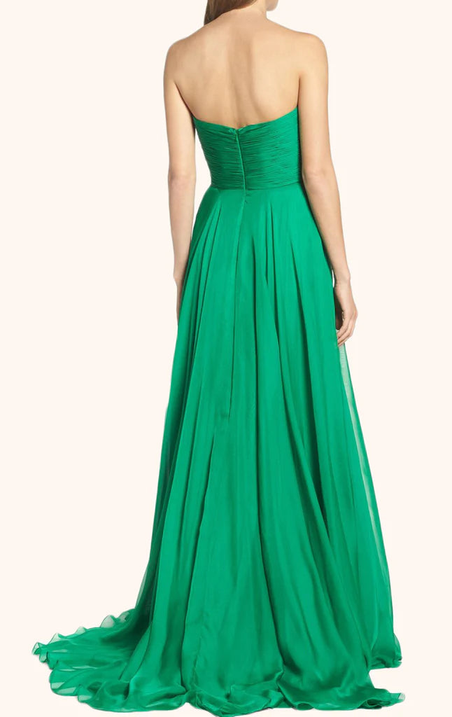OKBBN strapless Sweetheart Chiffon Long Ball Dress